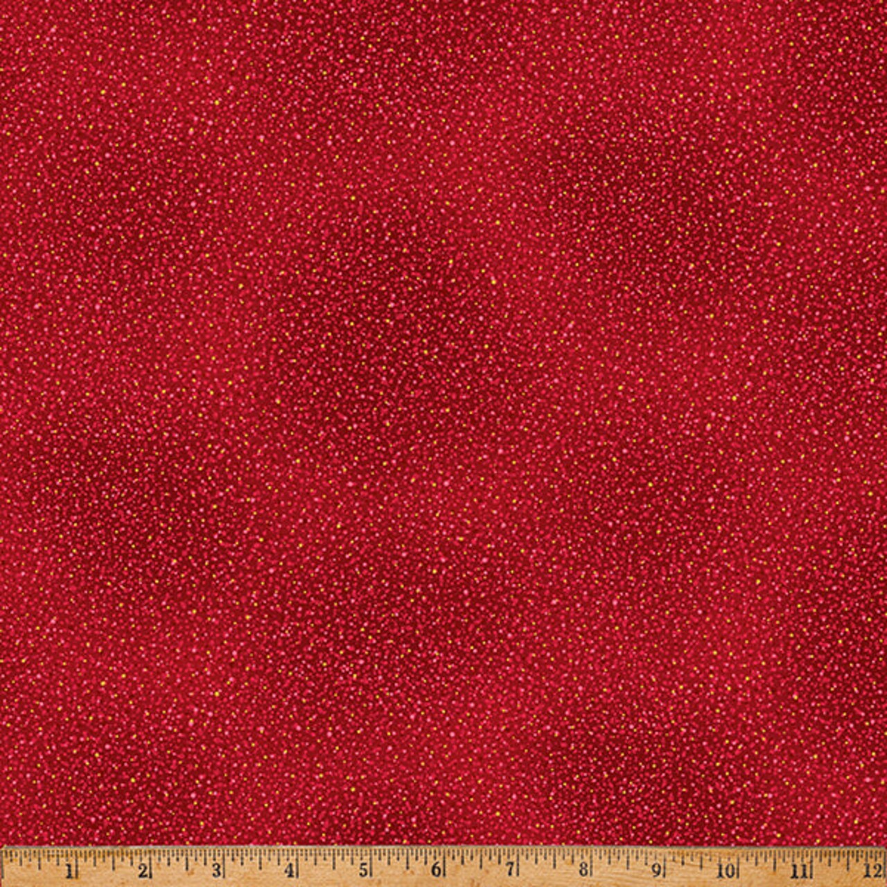 Fabric Hoffman Scarlet Gold Metallic Speckle Blooming Holidays by the Quarter Yard X7793-78G